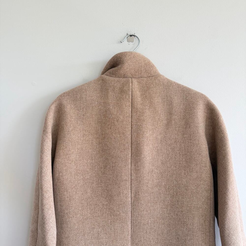 J. Crew Italian Wool Zip Up Mid Length Cocoon Coat Sandstone Tan 2 - Picture 8 of 8